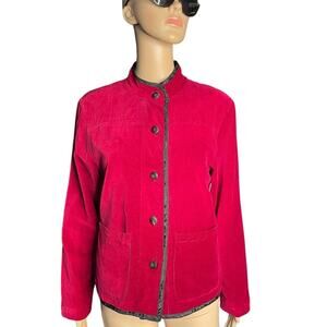 Tibetan Trader Blazer Small Velvet Embroidered Cotton Mock Neck Jacket Burgundy